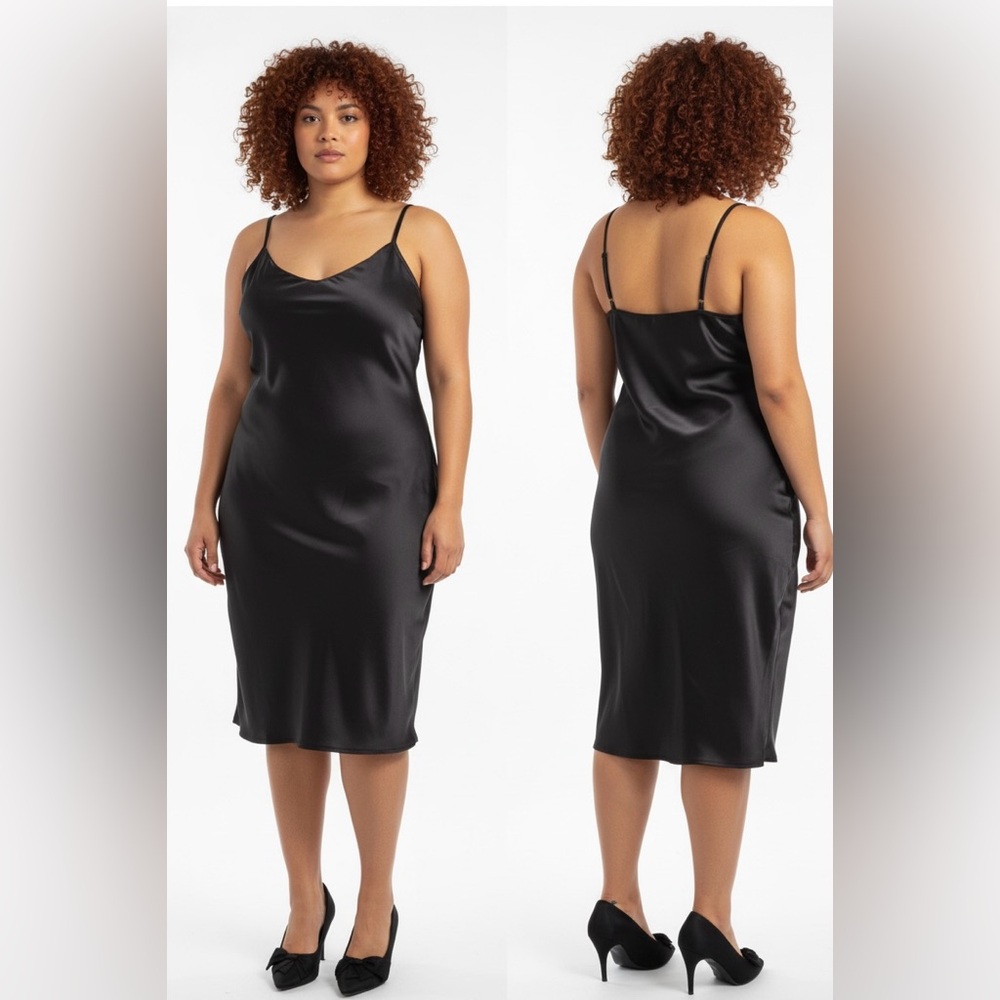 NEW Old Navy Dress Midi Cami Top Black Silky Special Occasion Women's Plus 3X